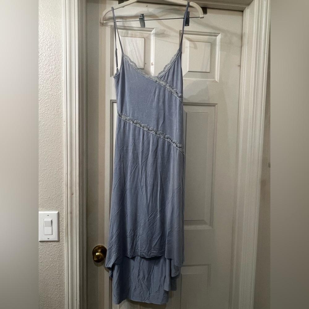 POL Light Blue Lace High Low Dress
